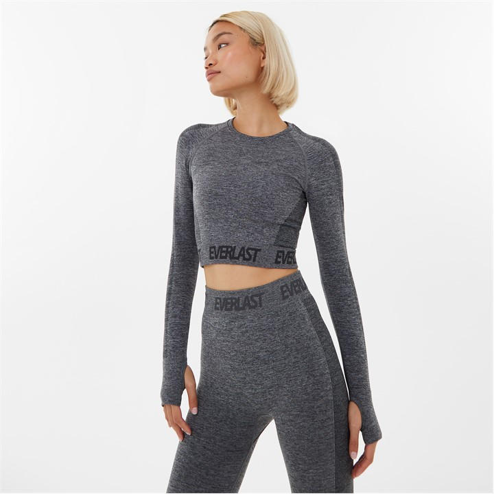 Everlast Seamless Long Sleeve Crop Top Women In Grey