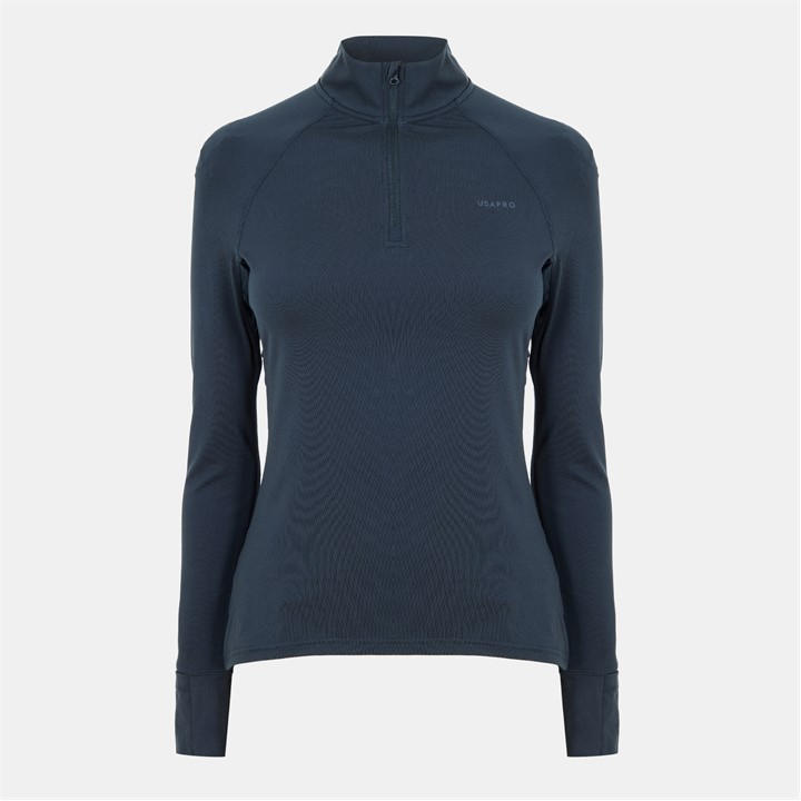 Usa Pro Women's Blue Long Sleeve Quarter Zip Top