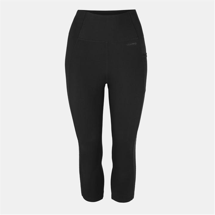 Usa Pro Women's Grey High Rise Capri Cropped Leggings Size 16