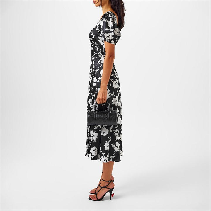 Gillian Midi Dress 194006 Blk Floral