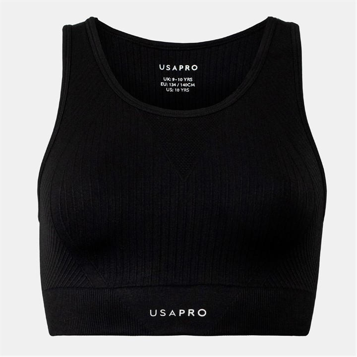 Usa Pro Girls Black Seamless Crop Size 11