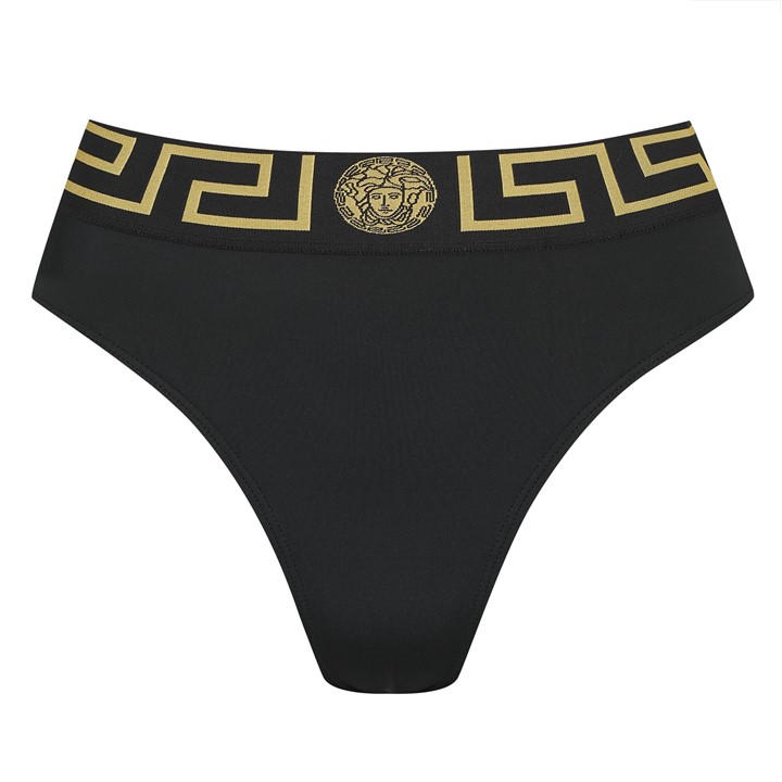 Versace Icon Women's Black Tape High Bikini Bottoms Size 10