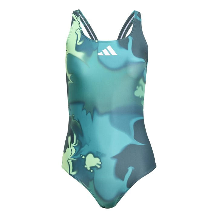 Adidas Women's Black Tie-Dyed Graphic V-Back Swimsuit Medium