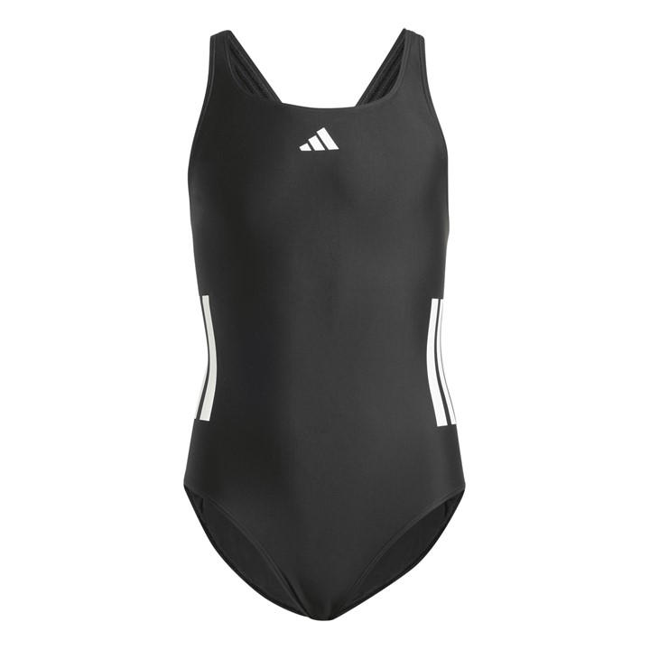 Adidas Girls Black Three Stripe Swimsuit Junior Size 11