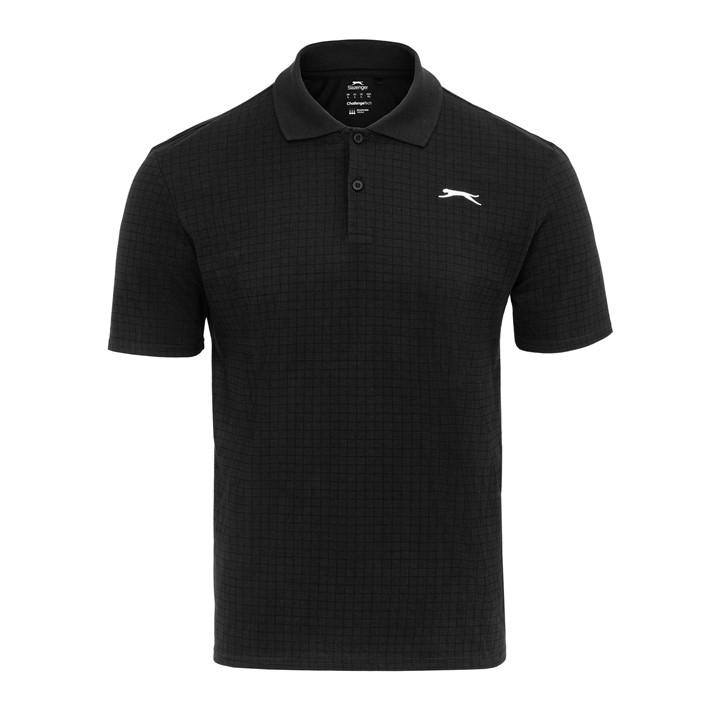 Slazenger Men's Black Check Golf Polo