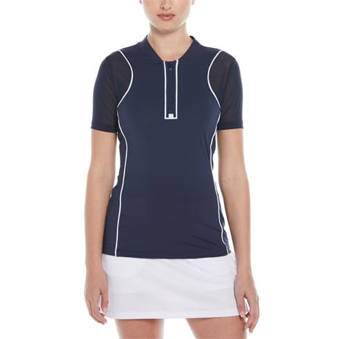 Original Penguin Golf - Women's PG Zipped Front Short-Sleeve Performance Polo Shirt