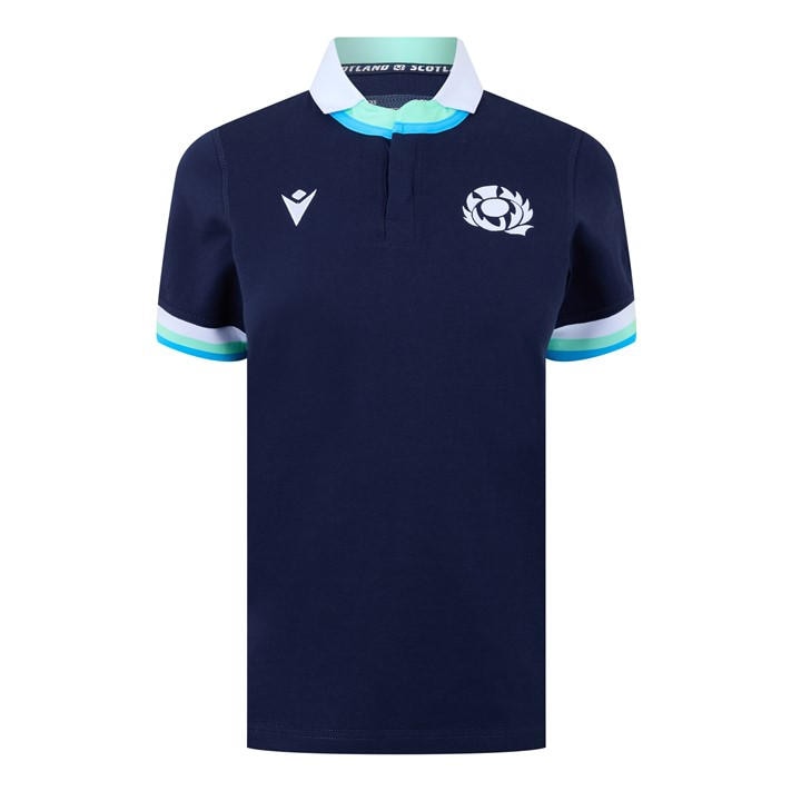 Macron Scotland Rugby Home Cotton Shirt 2024 Womens In Blue