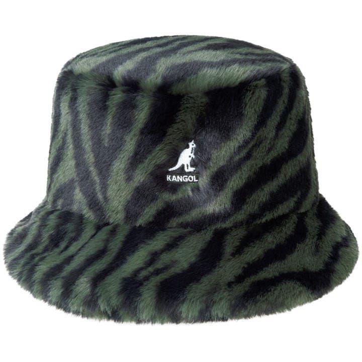 Kangol Faux Fur Bucket Hat In Green