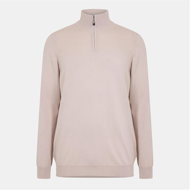 Lyle And Scott Men's Pink Quarter-Zip Merino Sweater 2XL