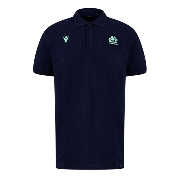 Macron Scotland Rugby Union Polo Shirt 2024 Adults In Blue
