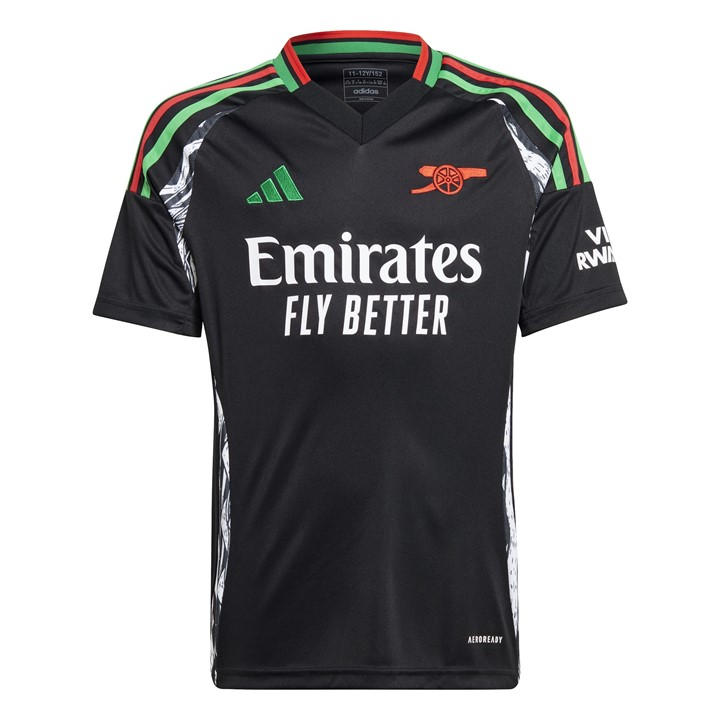 Adidas Boys Black Arsenal Away Shirt 2024 2025 Junior Size 13