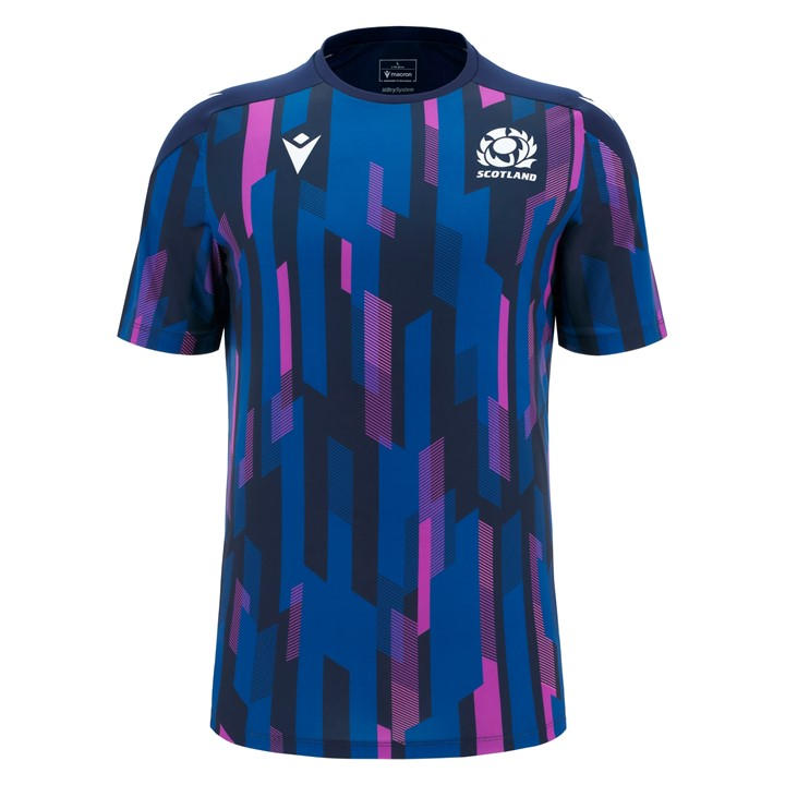 Macron Scotland Rugby Pre Match Shirt 2025 Adults In Blue
