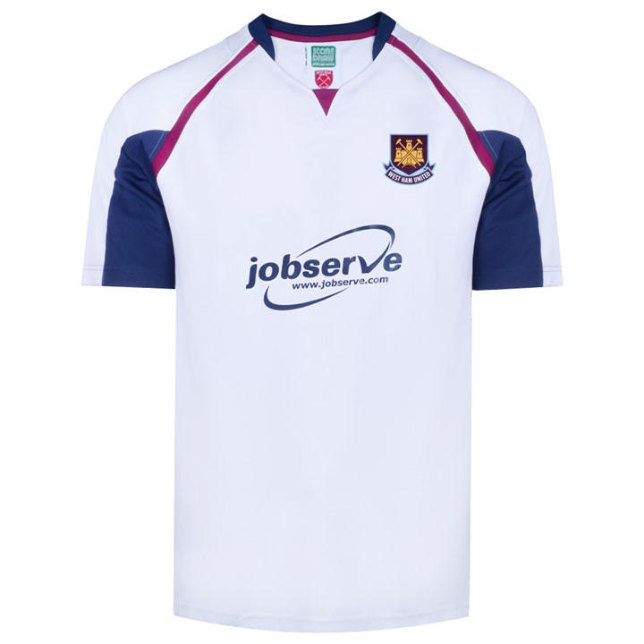 Score Draw Men's White West Ham United Retro Away Shirt 2006 Adults Small