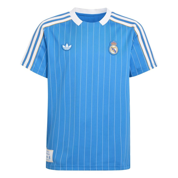 Adidas Boys Blue Real Madrid Icon Shirt 2025 2026 Juniors Size 7