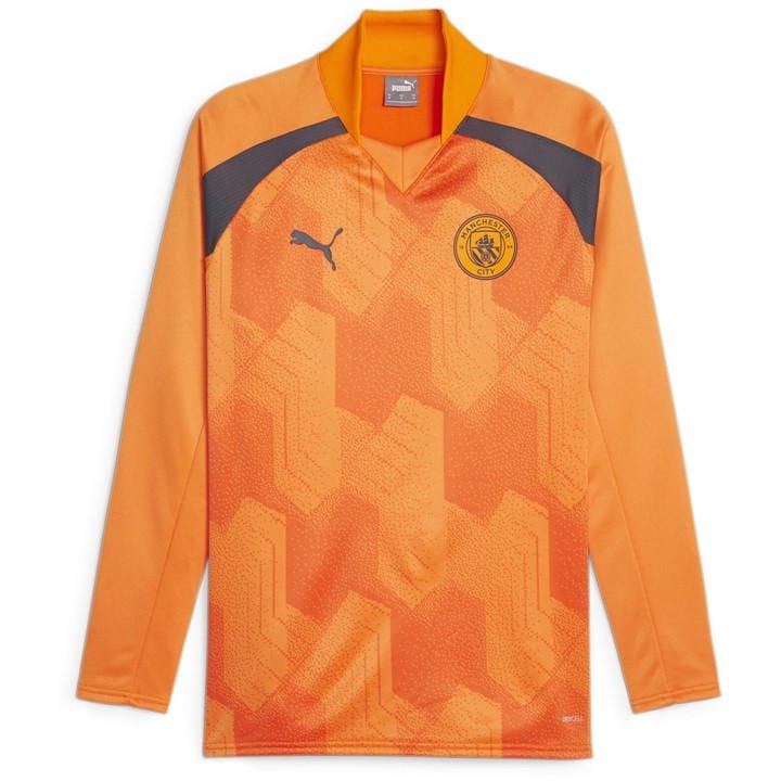 Puma Manchester City Pre Match Sweat T-shirt 2023 2024 Adults In Orange