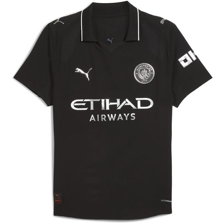Puma Men's Black Manchester City Authentic Away Kit 2025 2026 Adults 2XL