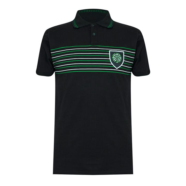 Team Men's Black Celtic Retro Polo Shirt Adults Medium