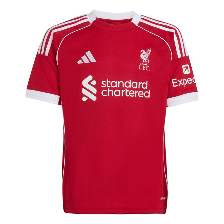 Adidas Boys Red Liverpool Home Shirt 2025 2026 Juniors Size 11