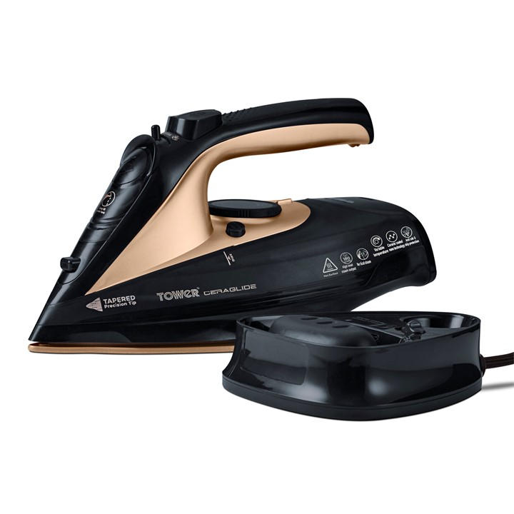 Tower Black Ceraglide 2400W Cord Cordless Steam Iron - Medium