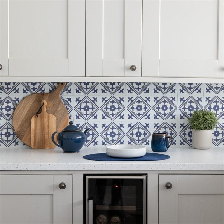 D C Fix Unisex Blue Self Adhesive Vinyl Wall Tiles Nadia Medium