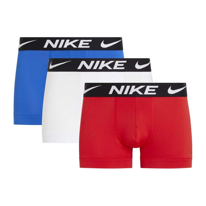 Nike Men's Red White Blue Dri-Fit Essential Micro 3 Pack Boxer Trunks Small