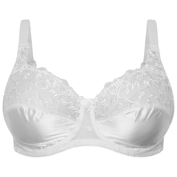 Studio Lace Satin Underwired Bra In White