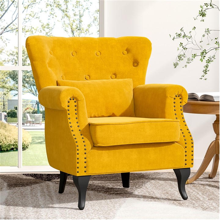 Kabinet UK Modern Upholstered Buttoned Armchair Yellow