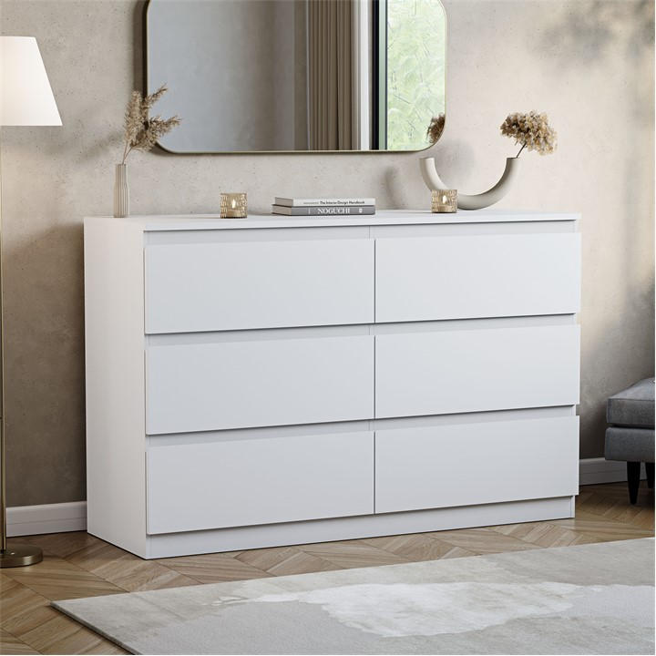Lassic Unisex White Vida Designs Denver 6 Drawer Chest