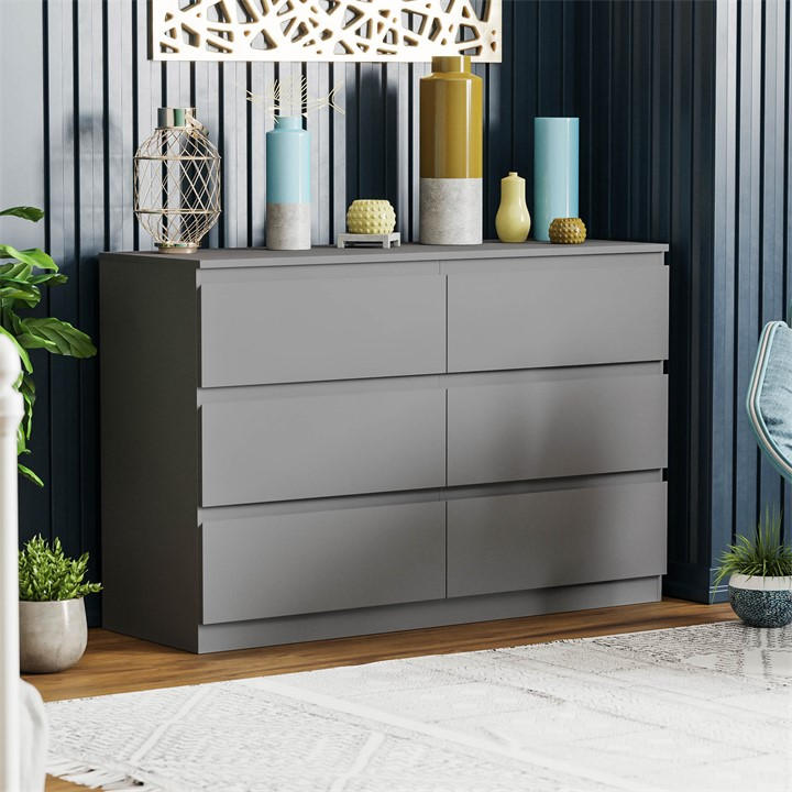 Grey - Lassic - Vida Designs Denver 6 Drawer Chest