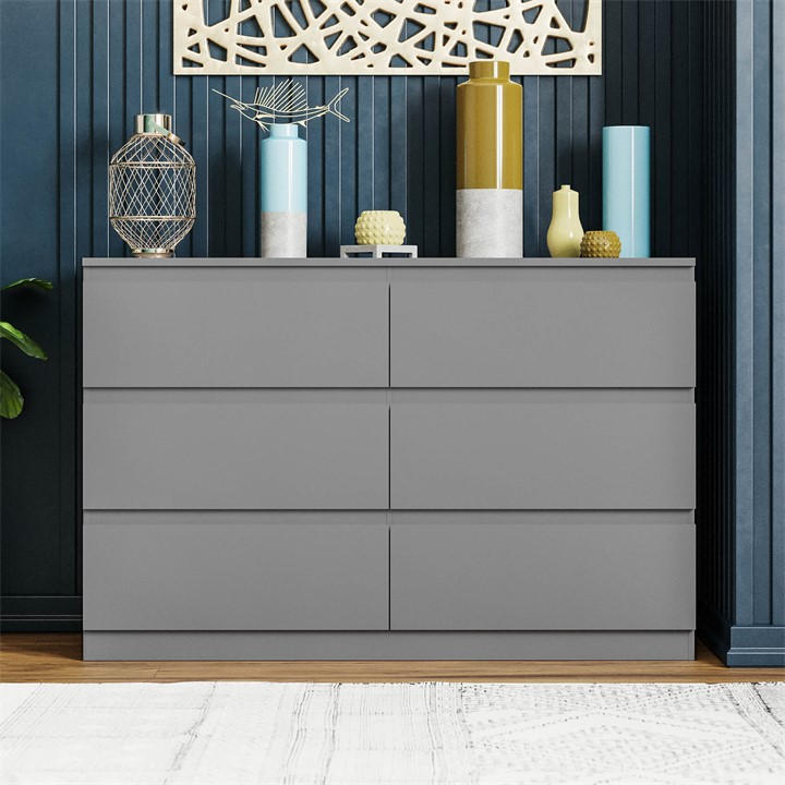 Grey - Lassic - Vida Designs Denver 6 Drawer Chest