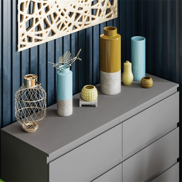 Grey - Lassic - Vida Designs Denver 6 Drawer Chest