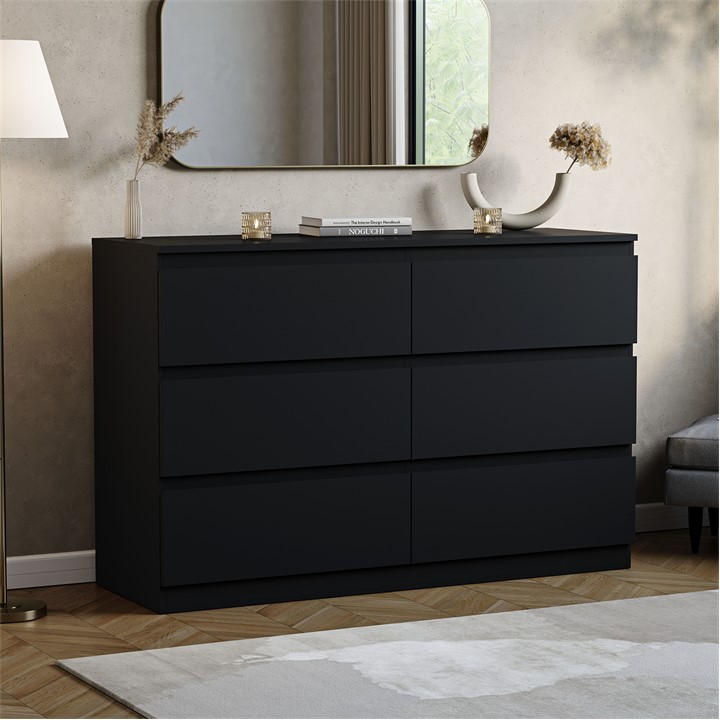 Lassic Unisex Black Vida Designs Denver 6 Drawer Chest