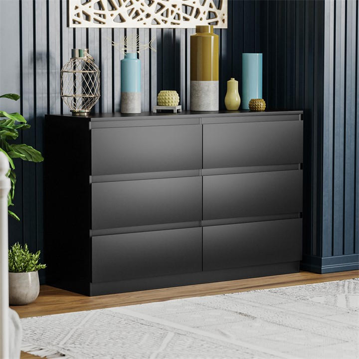 Black - Lassic - Vida Designs Denver 6 Drawer Chest