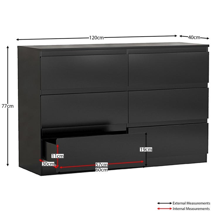 Black - Lassic - Vida Designs Denver 6 Drawer Chest