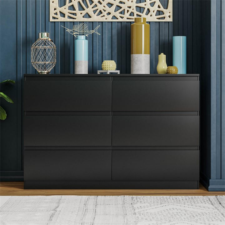 Black - Lassic - Vida Designs Denver 6 Drawer Chest