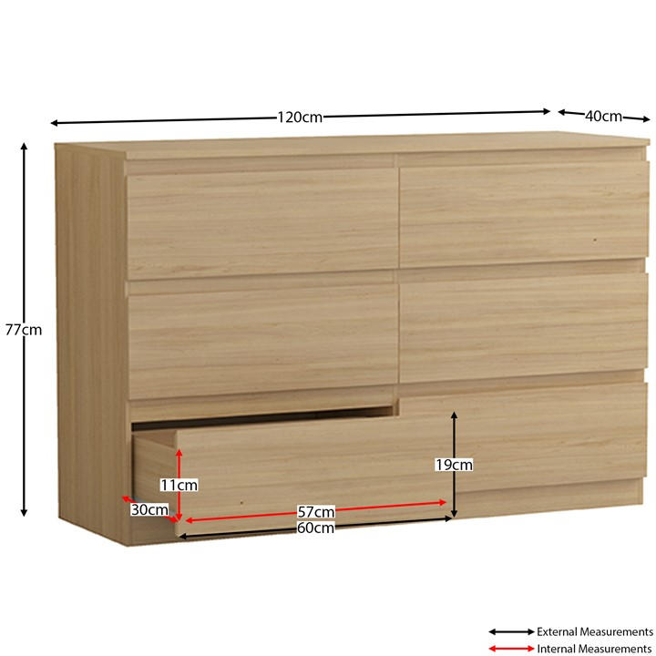 Pine - Lassic - Vida Designs Denver 6 Drawer Chest