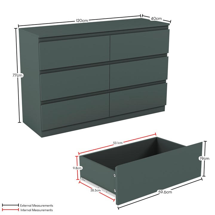 Jasper Green - Lassic - Vida Designs Denver 6 Drawer Chest