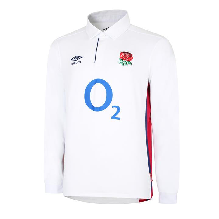 Umbro England Long Sleeve Classic Rugby Shirt 2021 In White