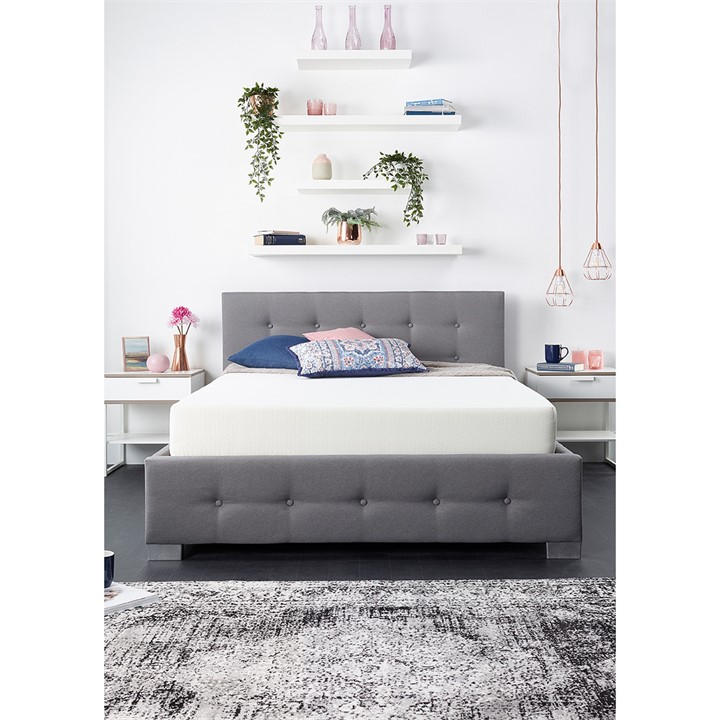 Aspire Unisex Grey Upholstered Ottoman Bed Superking