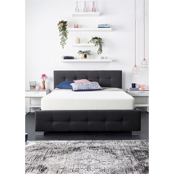 Aspire Unisex Black Upholstered Ottoman Bed Double