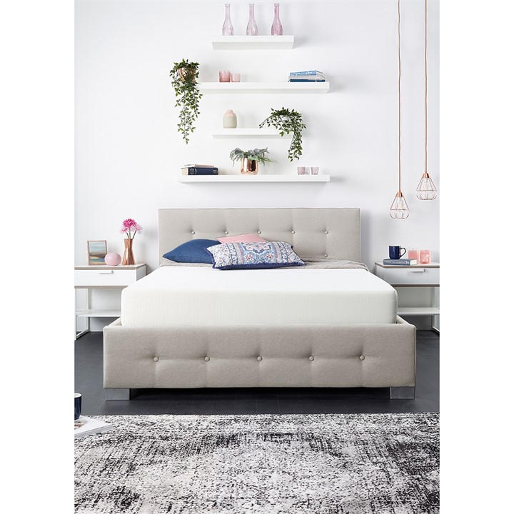Aspire Unisex Beige Upholstered Ottoman Bed Superking