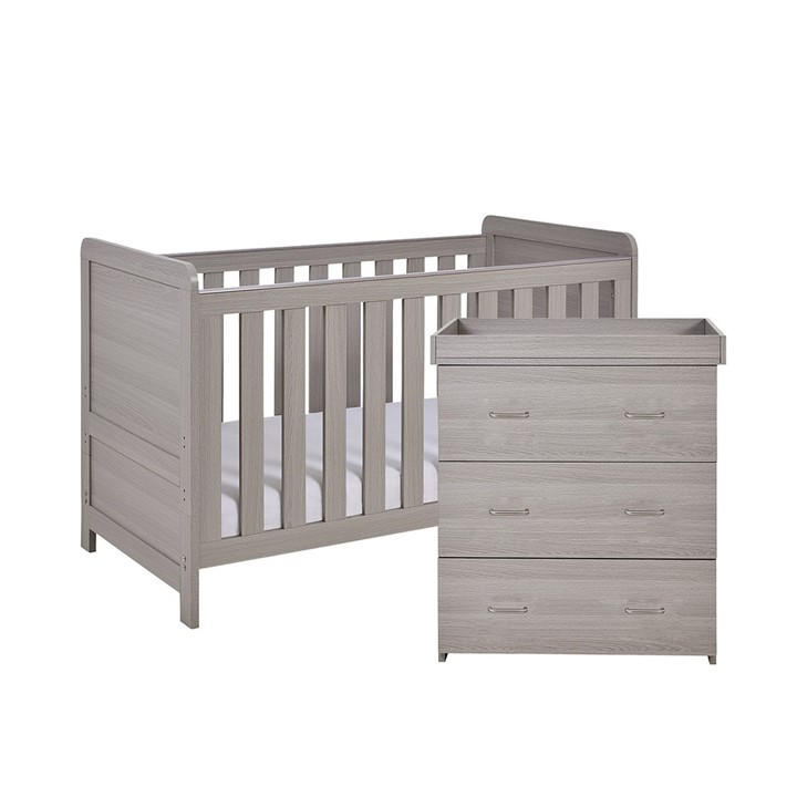 Babymore Unisex Grey Caro 2 Piece Nursery Room Set - Wash 90X126x145