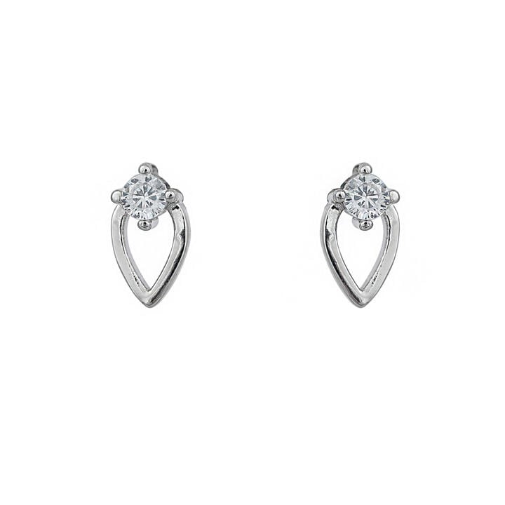 Espree Unisex Silver Fashion Rhodium Stud Cz Earrings