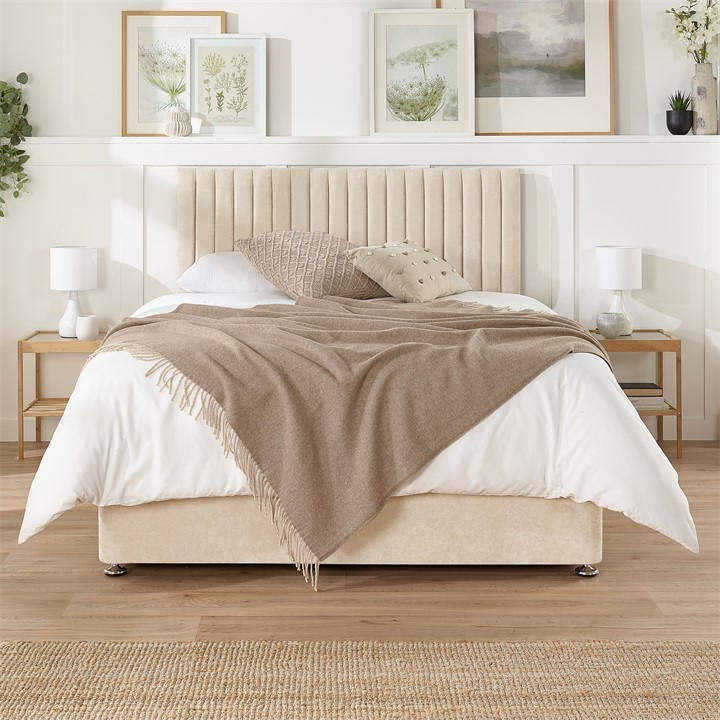 Aspire Unisex Cream Grant Divan With Mattress, 2 Drawers Single
