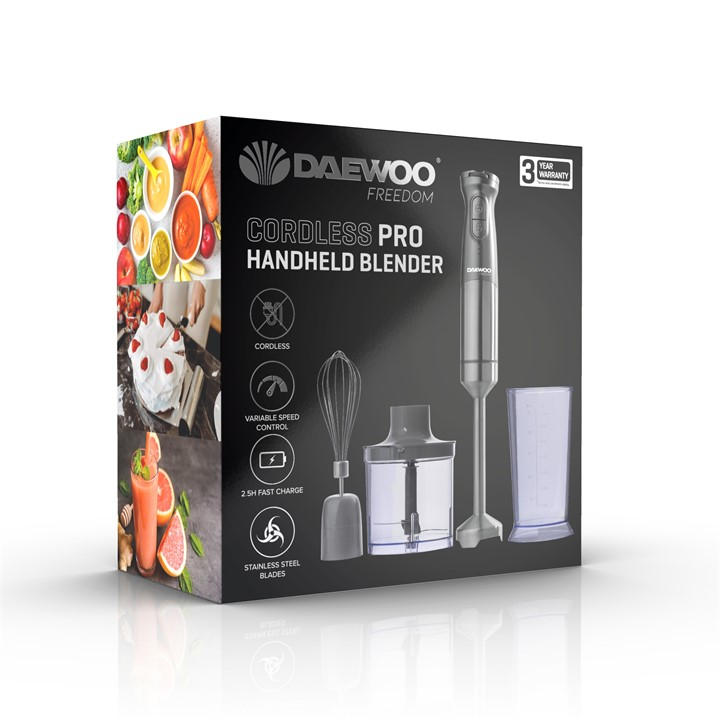 Black - Daewoo Electricals - CORDLESS PRO HAND HELD 3 IN 1 BLENDER