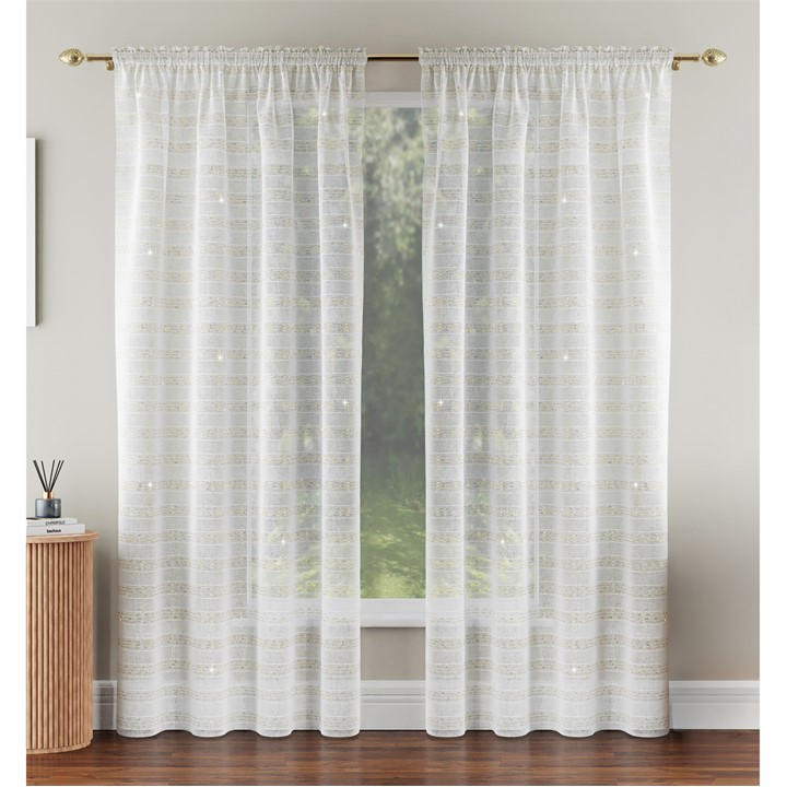 TYRONE TEXTILES LIMA METALLIC STRIPE SHEER VOILE PA