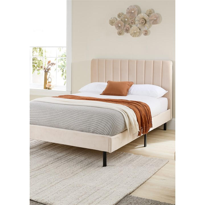 Aspire Unisex Cream Rosella Upholstered Bed Double