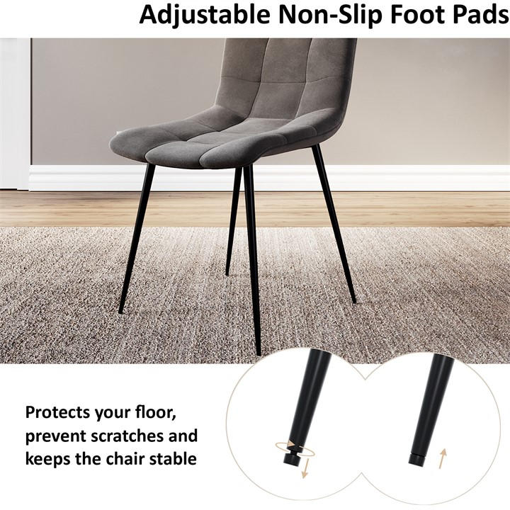 Grey - Lassic - Richton Set Of 2 Padded Velvet Dining Chairs UKFR