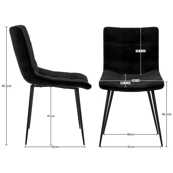 Black - Lassic - Richton Set Of 2 Padded Velvet Dining Chairs UKFR