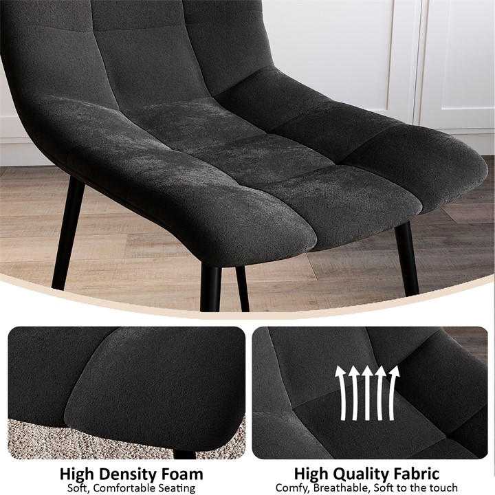 Black - Lassic - Richton Set Of 2 Padded Velvet Dining Chairs UKFR